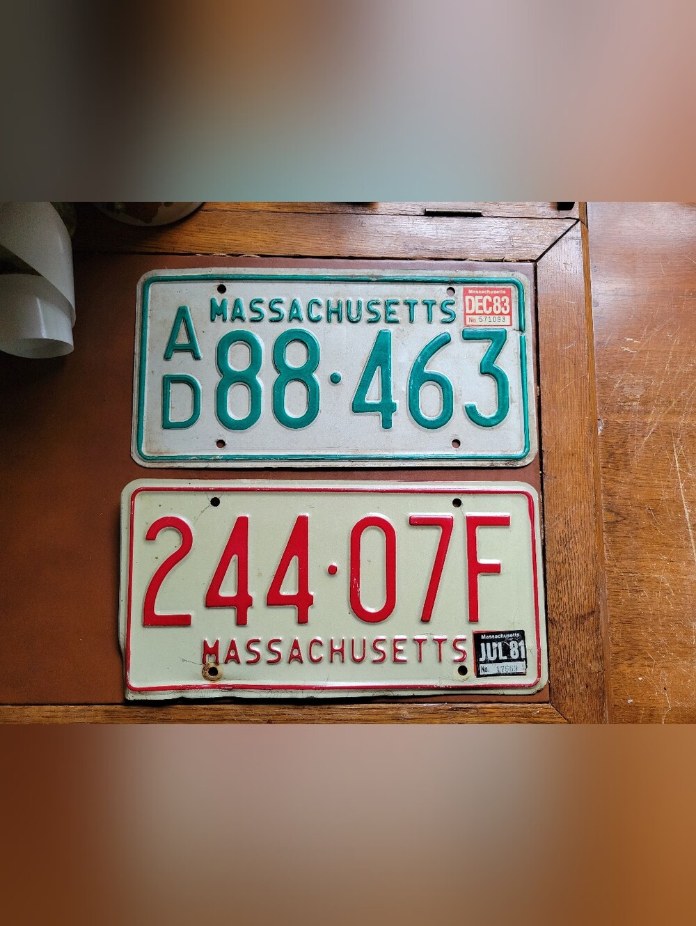 Vintage 1970s–1980s Massachusetts License Plates